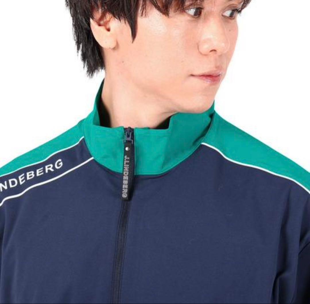 J.LINDEBERG 防風 半袖ハーフジップ46(L相当) ブルー　新品