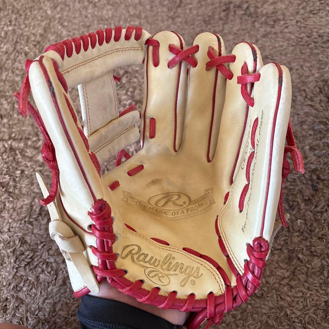 Rawlings 軟式グローブ プロモデル ホワイト/レッド 岡本和真モデル