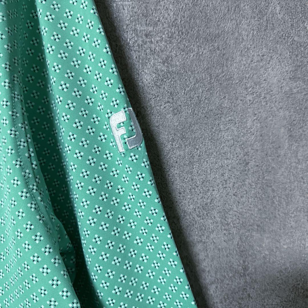 FootJoy フットジョイ 総柄 長袖 ポロシャツ ロゴ グリーン 2XL