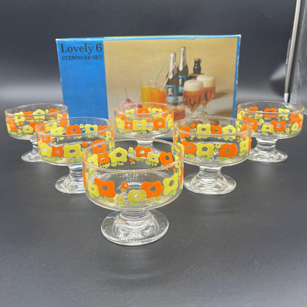 ⭐️新品 未使用品⭐️昭和レトロ 佐々木硝子　デザートグラス　6個セット