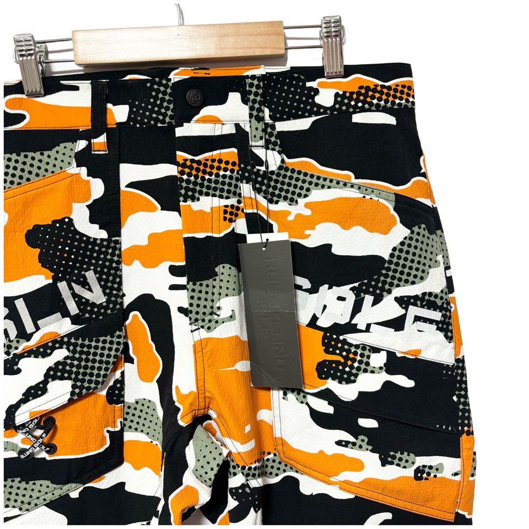 新品 ラッセルノ ドビー柄 ストレッチ ジョガー パンツ カモ オレンジ M 4